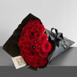 60 RED ROSES - GLITTER BLACK CONE BOUQUET