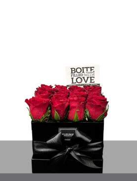 SQUARE BLACK BOX - 16 ROSES