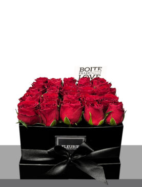 SQUARE BLACK BOX - 25 ROSES