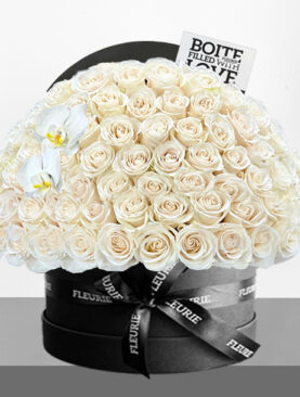 HALF DOME ROUND BOX LARGE - white roses