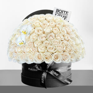 HALF DOME ROUND BOX LARGE - white roses