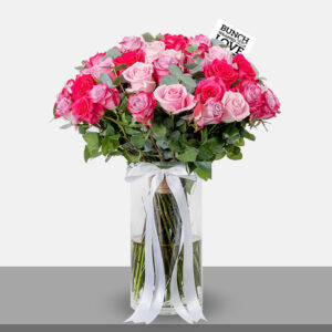 3 shades of pink ROSES IN VASE - m
