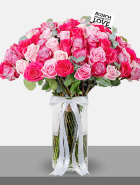 3 shades of pink ROSES IN VASE - l