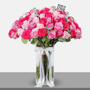 3 shades of pink ROSES IN VASE - l