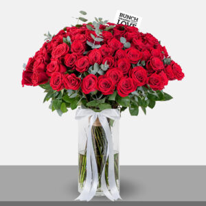 RED ROSES IN VASE - l