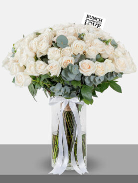 white ROSES IN VASE - l