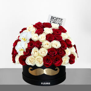 PAPA BOX RED & WHITE ROSES DOME