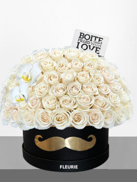 PAPA BOX WHITE ROSES DOME