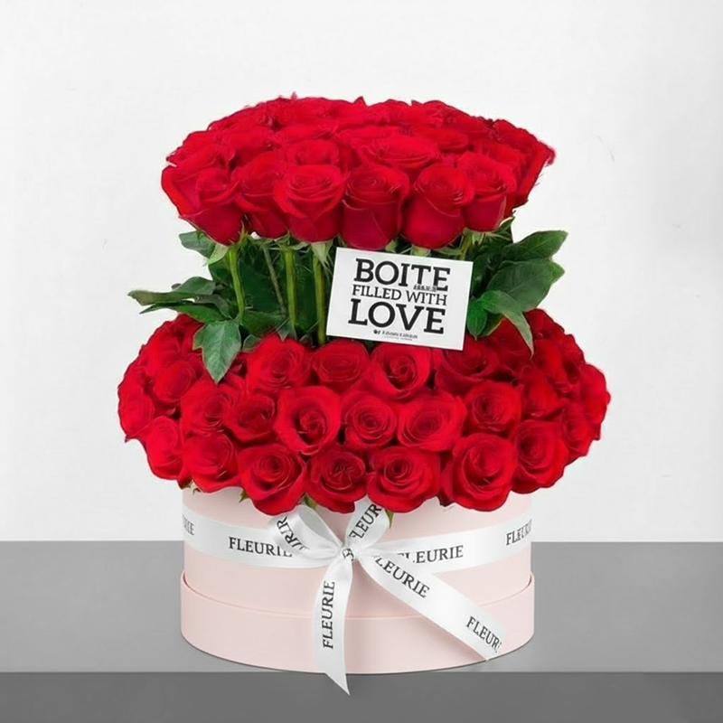 DELUXE STANDING BOX MEDIUM - red roses