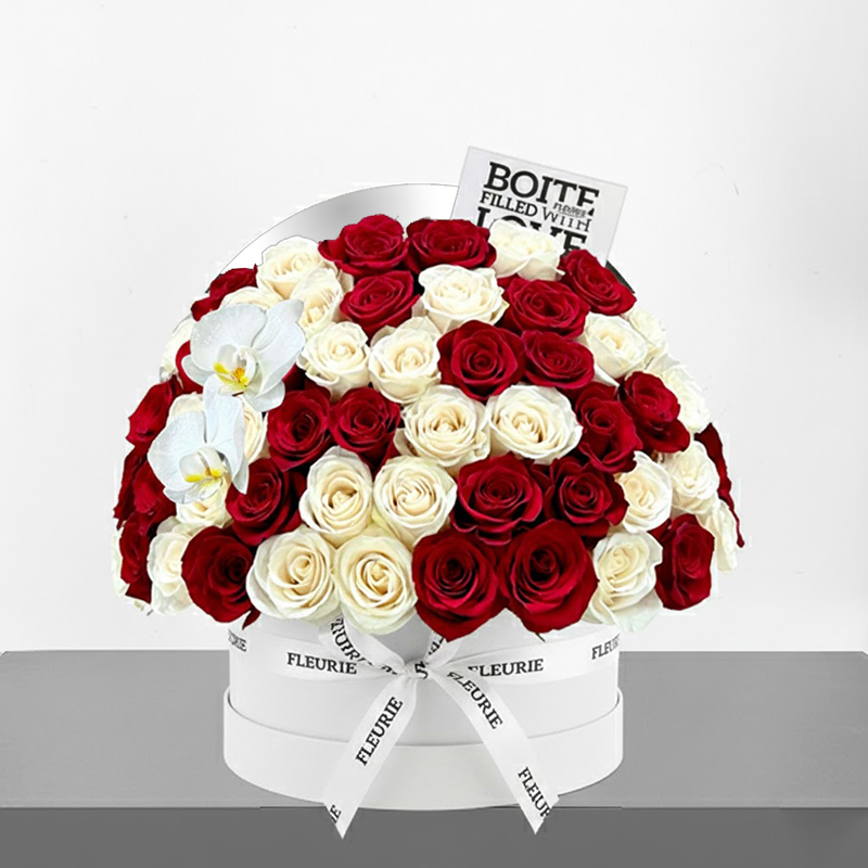 RED & WHITE HALF DOME ROSES