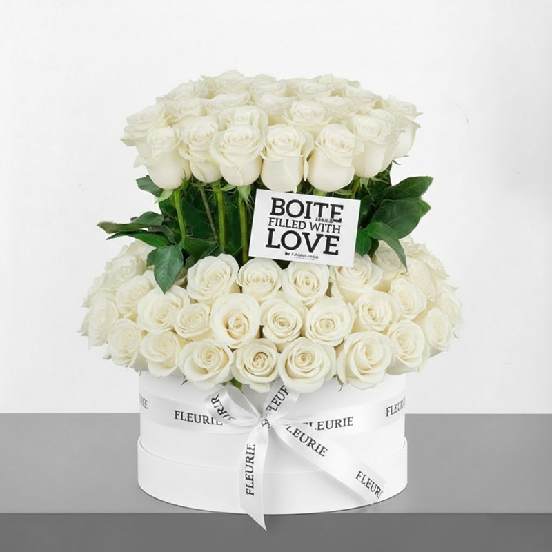 DELUXE STANDING BOX MEDIUM - white roses