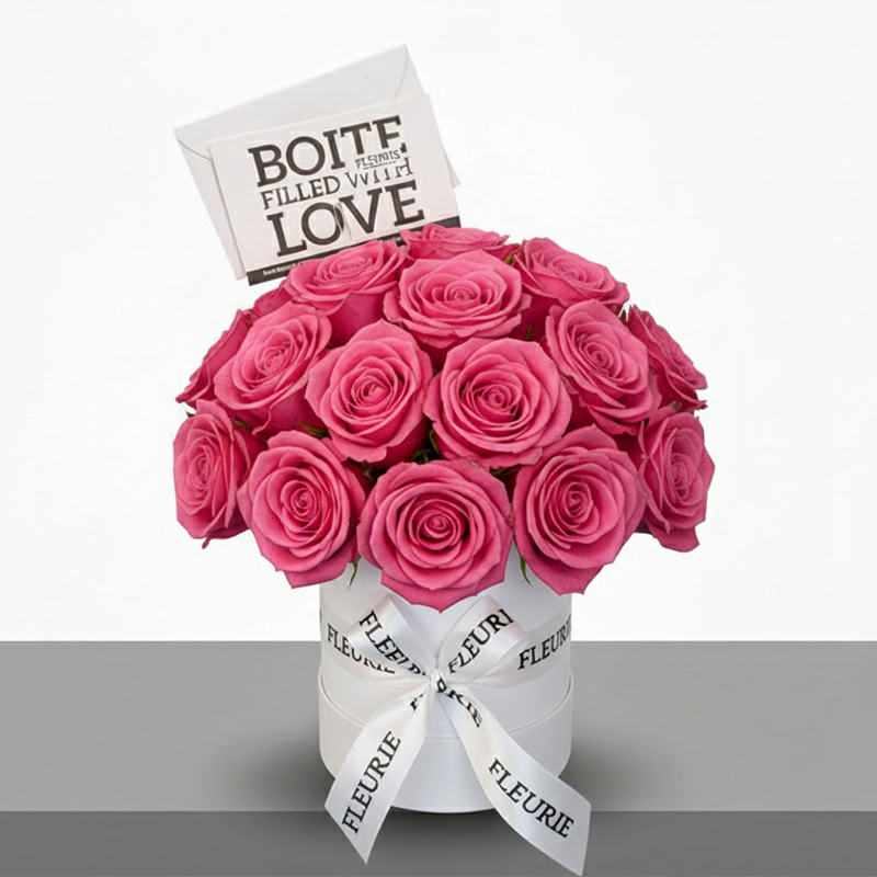 MINI BOX FULL DOME - PINK roses