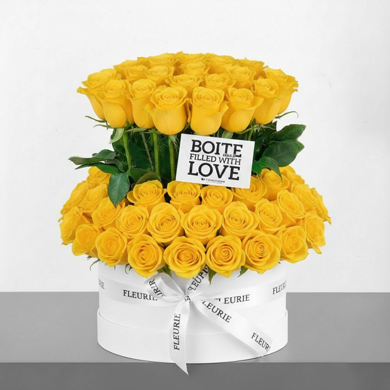 DELUXE STANDING BOX MEDIUM - yellow roses