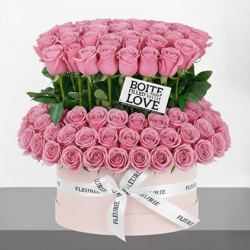 DELUXE STANDING BOX LARGE - pink roses