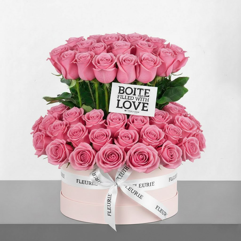 DELUXE STANDING BOX MEDIUM - pink roses