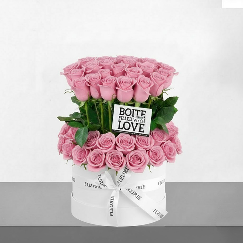 DELUXE STANDING BOX SMALL - pink roses