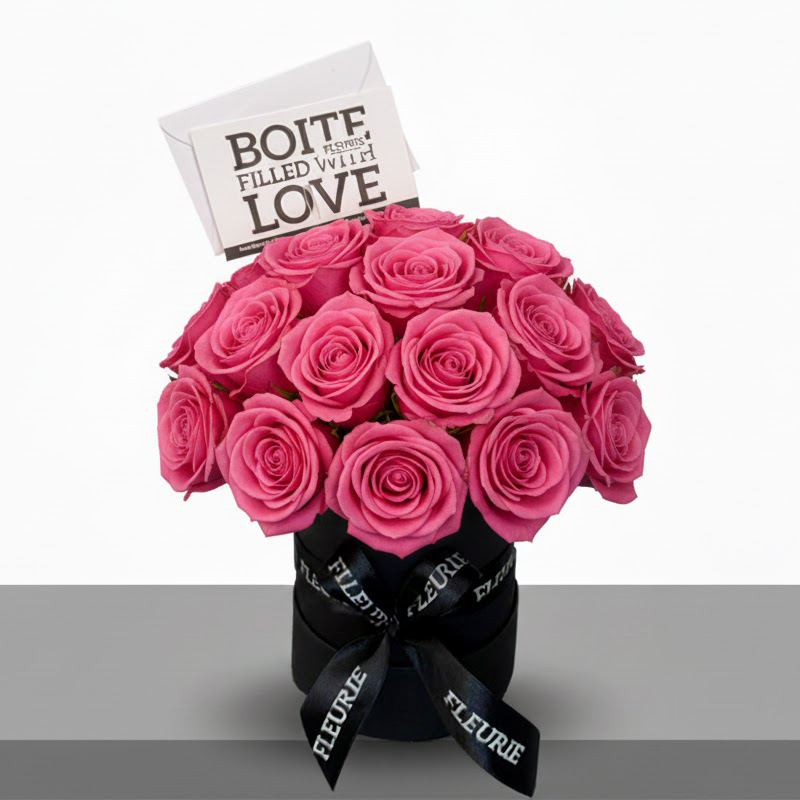 MINI BOX FULL DOME - PINK roses