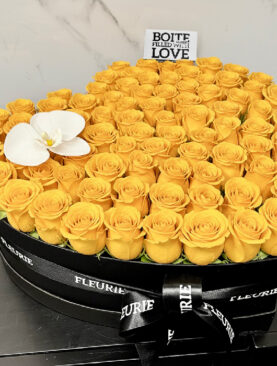 HEART BOX LARGE - yellow roses