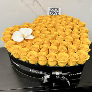 HEART BOX LARGE - yellow roses
