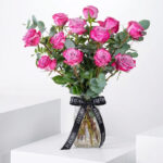 Purple EUCAROSES IN VASE – SMALL