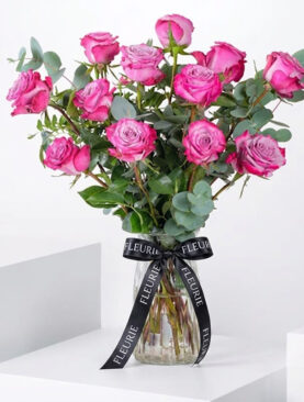 Purple Roses in vase - s
