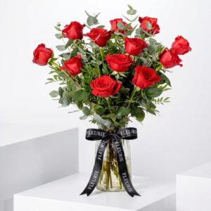 RED EUCAROSES IN VASE - SMALL