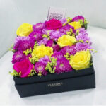 SLIM SQUARE white BOX - colorful flowers