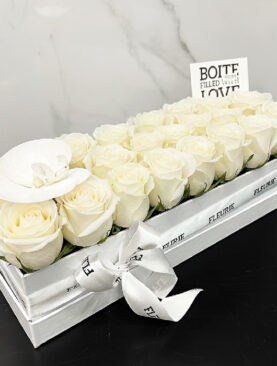RECTANGULAR BOX - WHITE ROSES