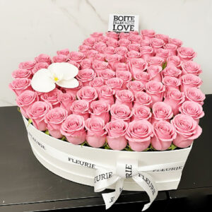 HEART BOX LARGE - pink roses