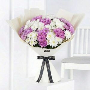 WHITE & LIGHT PURPLE CHRYSANTHEMUMS BOUQUET