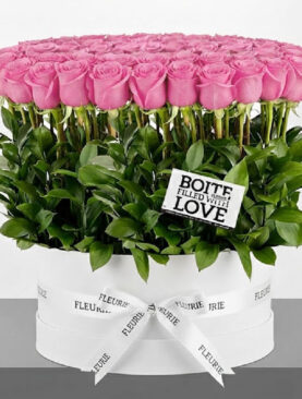 STANDING ROUND BOX LARGE - pink ROSES